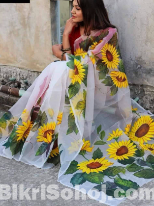 Hand Print Half Silk Sharee